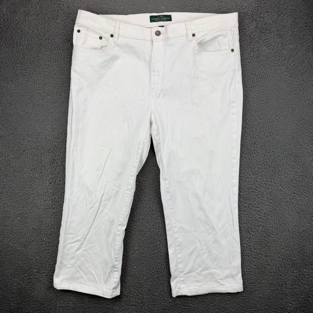 Lauren‎ Ralph Lauren White Crop Jeans Womens 16 Straight Leg Denim Capris LRL